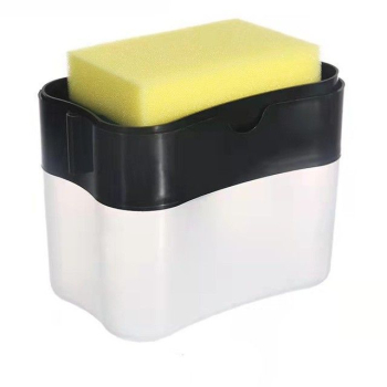 Dispenser eMazing 2 in 1 pentru detergent lichid vase si ustensile sanitare cu suport integrat pentru burete de bucatarie capacitate 380 m 