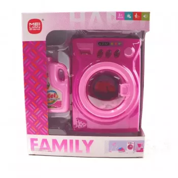 Jucarie Masina de spalat cu baterie din plastic Alb/Roz 14 cm 