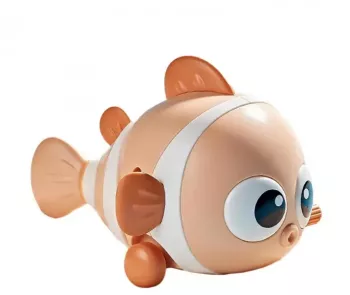 Jucarie model pestisor pentru copii rotita mers inainte Alb/Portocale 9 cm 