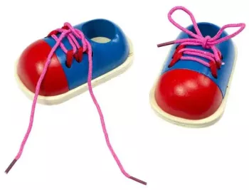 Jucarie set pantofi multicolor model simplu invatat legat sireturi 20 x 16 cm