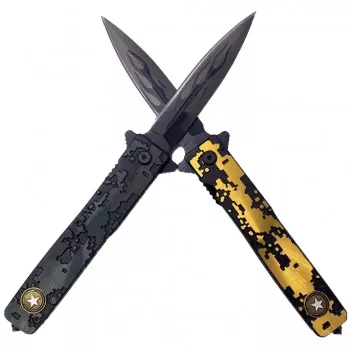 Kit 2 Bricege Model Militar Auriu si Verde Sistem Spargere Geam Otel 21.5 cm 