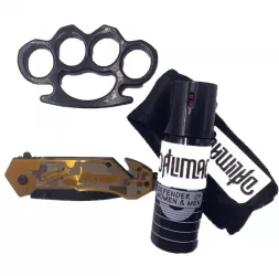 Kit autoaparare Briceag Navy 20 cm Spray cu Piper 110 ml Pumnal 1cm 