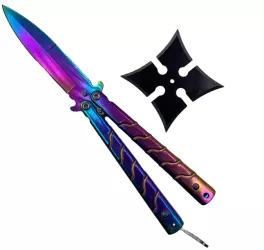 Kit Autoaparare Ninja Cutit Fluture Fade 17 cm Steluta Ninja Shuriken de Aruncat 