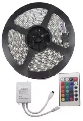 KIT Banda LED RGB 72W Exterior 60 LED-uri/m 5 metri cu Telecomanda si Alimentare 