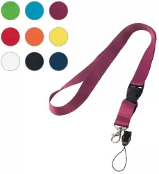 Lanyard din poliester cu carabina metalica catarama detasabila si banda pentru telefon mobil 