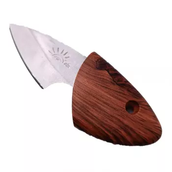 Mini Cutit cu Teaca din Lemn Agatatoare Lama Otel Inoxidabil 10 cm Maro 