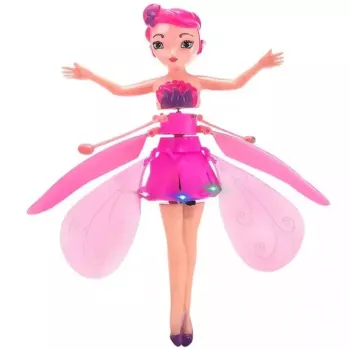 Papusa Pixie zburatoare cu aripi USB ABS 6 ani+ Roz 