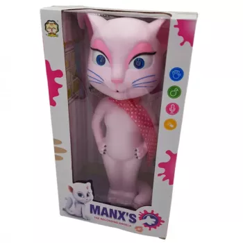 Pisicuta vorbitoare Talking Cat cu sunete si lumini roz 31 cm 