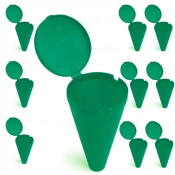 Set 10 scrumiere de plaja cu capac si sistem de separare a particulelor 67 x 115 mm verde 
