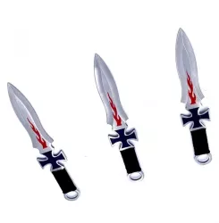 Set 3 cutite ninja de aruncat in copaci 18 cm negru cruce 