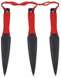 Set 3 cutite ninja de aruncat la tinta paracord rosu dalimag husa protectie 