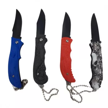 Set 4 x cutit briceag varf ascutit 16 cm 60 g albastru rosu gri negru 