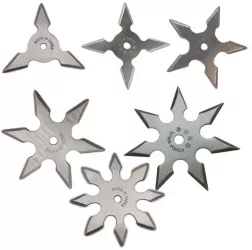 Set 6 bucati steluta ninja 3 4 5 6 7 si 8 colturi pentru aruncat la tinta in husa 