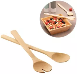 Set de 2 tacamuri din bambus pentru salate 