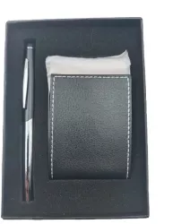 Set de Pix si Port Card Metal Piele Ecologica Negru 1610 cm 