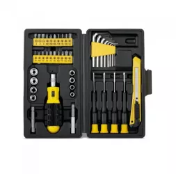 Set de scule cu 45 functii borseta poliester 12 biti surubelnite ruleta 220 x 115 x 55 mm 