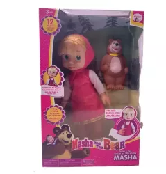 Set Papusi Masha si Ursul Masha cu Scufita Roz Ursul Plastic 