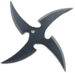Stea Ninja Pentru Aruncat la Tinta 4 Colturi Model Curbat 6 cm Negru Husa 