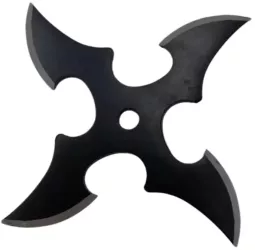 Steluta ninja pentru aruncat la tinta 4 colturi gaura in centru in husa negru 4.5 cm 