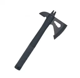 Topor autoaparare 33cm 2 taisuri maner cauciuc model cu lant negru 