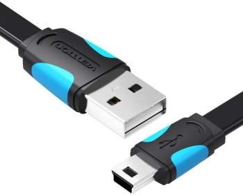 Cablu plat Usb 2.0 A la mini cu 5 pini 2a 1m negru 