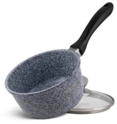 Cratita cu capac si coada Edenberg 47279 aluminiu turnat cu acoperire marmura 16cm 1.3L 