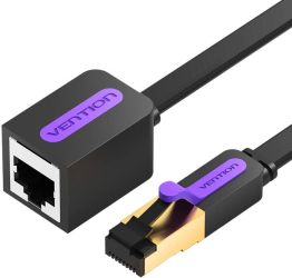 Prelungire cablu plat de retea Cat7 Rj45 Ethernet 10gbps 3m negru 