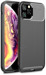 Husa Lemontti Carbon Fiber Texture Shockproof compatibila cu iPhone 12 / 12 Pro Black 