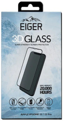 Eiger Folie Sticla Curbata 3D pentru Iphone 12 / 12 Pro Clear Black 0.33mm 9H oleophobic 