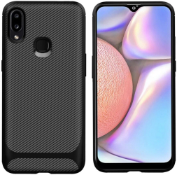Husa Lemontti Carbon Fiber Texture Shockproof compatibila cu Samsung Galaxy A20 / A30 Black 