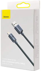 Cablu alimentare si date Baseus Cafule Metal Crystal Shine Fast Charging USB la tip Lightning 2.4A 2m Negru 