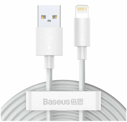 Cablu alimentare si date Baseus Simple Wisdom Fast Charging KIT 2 x USB la tip Lightning 2.4A 1.5m Alb 