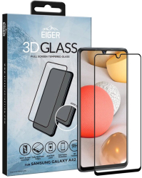 Folie Eiger Sticla 3D Edge to Edge compatibila cu Samsung Galaxy A42 5G Clear Black 