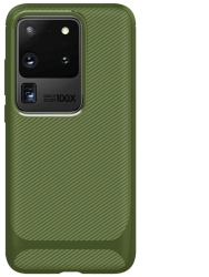Husa Enkay Carbon Fiber compatibila cu Samsung Galaxy S20 Ultra Green 