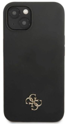 Husa Guess 4G Silicon Metal Logo compatibila cu iPhone 13 Negru