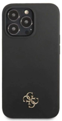Husa Guess 4G Silicon Metal Logo compatibila cu iPhone 13 Pro Negru 