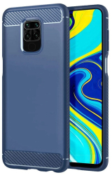 Husa Lemontti Carbon Case Flexible compatibila cu Xiaomi Redmi Note 9 Redmi 10X 4G Albastru 