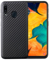 Husa Lemontti Carbon Fiber Texture Shockproof compatibila cu Samsung Galaxy A20e Black 