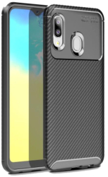 Husa Lemontti Carbon Fiber compatibila cu Samsung Galaxy A20e Black 