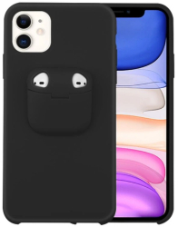 Husa Lemontti Liquid Silicone with Apple AirPods Case compatibila cu iPhone 11 Pro Black 