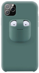 Husa Lemontti Liquid Silicone with Apple AirPods Case compatibila cu iPhone 11 Pro Dark Green 
