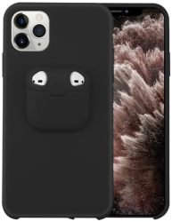 Husa Lemontti Liquid Silicone with Apple AirPods Case compatibila cu iPhone 11 Pro Max Black 