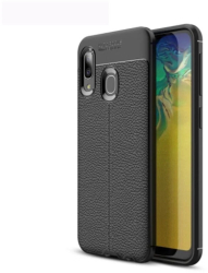 Husa Lemontti Litchi compatibila cu Samsung Galaxy A20e Black 