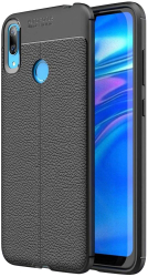 Husa Lemontti Litchi pentru Huawei Y7 2019 Negru 