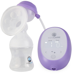 Pompa de san electrica cu acumulator KC132 Kidscare functie de masaj si 9 niveluri de aspiratie Alb Mov 