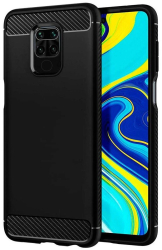 Husa Lemontti Carbon Case Flexible compatibila cu Xiaomi Redmi Note 9 / Redmi 10X 4G Negru 