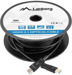 Rola cablu optic HDMI v.2.1 30m 8K-60Hz tata-tata Lanberg 43753 Ultra High Speed DSC-10K DSC eARC HDR10+ negru