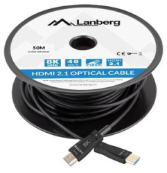 Rola cablu optic HDMI v.2.1 50m 8K-60Hz tata-tata Lanberg 43755 Ultra High Speed DSC-10K DSC eARC HDR10+ negru