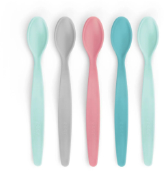 Set 5 lingurițe hrănire bebeluși flexibile cu mâner anatomic 3+ luni Reer BabySpoon 23022