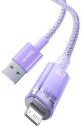 Cablu de incarcare rapida USB-a la seria Lightning Explorer 1m 2.4a culoarea mov